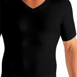 Am billigsten ✨ Novila Stretch Cotton V-Shirt 8035/05/28 T-Shirt, Baumwoll-Stretch, Schwarz ⌛
