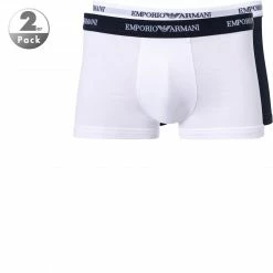 Top 10 🔥 EMPORIO ARMANI Trunk 2Pack 111210/CC717/10410 Trunks, Baumwoll-Stretch, Dunkelblau-weiß, Weiß-blau 🌟