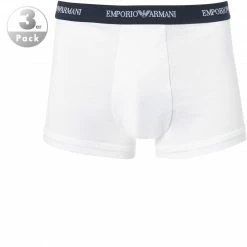 Schlussverkauf 🎁 EMPORIO ARMANI Trunk 3er Pack 111357/CC717/00110 Trunks, Baumwoll-Stretch, Weiß ✔️