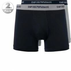 Rabatt ❤️ EMPORIO ARMANI Boxer 2er Pack 111268/CC717/13742 Trunks, Baumwoll-Stretch, Schwarz-grau, Grau-blau 🤩