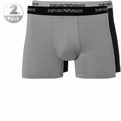 Billig 👏 EMPORIO ARMANI Boxer 2er Pack 111268/CC717/03320 Trunks, Baumwoll-Stretch, Schwarz-grau 🎉