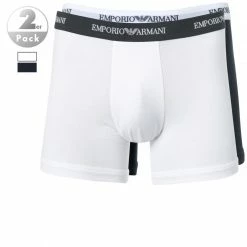 Beste Bewertungen von 😉 EMPORIO ARMANI Boxer 2er Pack 111268/CC717/10410 Trunks, Baumwoll-Stretch, Weiß-navy, Weiß-blau 💯