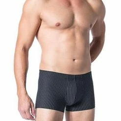 Coupon 🔥 Schiesser Long Life Soft Shorts 149047/001 Trunk, Modal, Schwarz-grau gestreift, Blauschwarz 🥰