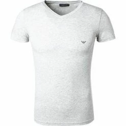Neu 🎁 EMPORIO ARMANI V-Shirt 110810/CC729/00048 T-Shirt, Baumwolle, Hellgrau meliert, Grau 🤩