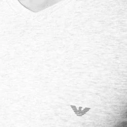 Neu 🎁 EMPORIO ARMANI V-Shirt 110810/CC729/00048 T-Shirt, Baumwolle, Hellgrau meliert, Grau 🤩 -Wäsche Verkaufsladen 229200 norm3
