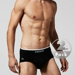 Großhandel 🤩 LACOSTE Colours Slip 2er Pack 150956/000 Slips, Baumwoll-Stretch, Schwarz 🤩