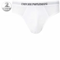 Bester Verkauf 👏 EMPORIO ARMANI Brief 2er Pack 111321/CC722/04710 Slips, Baumwolle, Weiß 😉