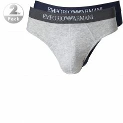 Rabatt ✨ EMPORIO ARMANI Brief 2er Pack 111321/CC722/15935 Slips, Baumwolle, Hellgrau-marineblau, Marine-grau 🔥