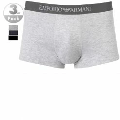 Angebote 👍 EMPORIO ARMANI Trunk 3er Pack 111610/CC722/94235 Trunks, Baumwolle, Hellgrau-marineblau-schwarz, Marine-grau-schwarz ⭐