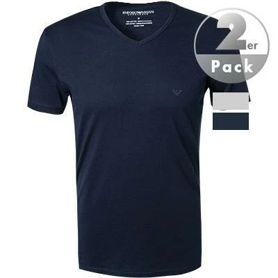 Bestes Angebot ⌛ EMPORIO ARMANI V-Shirt 2er Pack 111648/CC722/15935 T-Shirts, Baumwolle, Marine-hellgrau, Marine-grau ✨ 2 Bestes Angebot ⌛ EMPORIO ARMANI V-Shirt 2er Pack 111648/CC722/15935 T-Shirts, Baumwolle, Marine-hellgrau, Marine-grau ✨ – Bild 2
