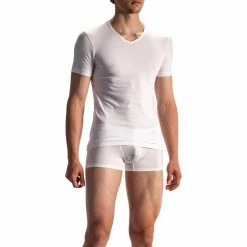 Rabatt ✔️ Olaf Benz RED1601 V-Shirt 107418/1000 T-Shirt, Baumwoll-Stretch, Weiß, White 🤩