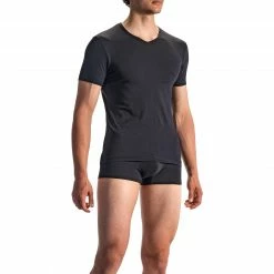 Aktion 🎁 Olaf Benz RED1601 V-Shirt 107418/8000 T-Shirt, Baumwoll-Stretch, Schwarz, Black 🧨