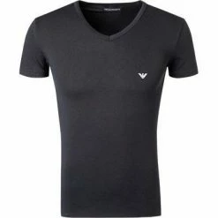 Schlussverkauf 💯 EMPORIO ARMANI V-Neck 110810/CC735/00020 T-Shirt, Baumwolle, Schwarz 🥰