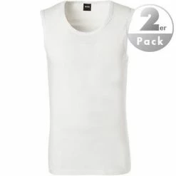 Blitzangebot 🤩 BOSS Tank Top 2er Pack 50373721/100 Tanktops, Baumwoll-Stretch, Weiß 💯 -Wäsche Verkaufsladen 293182 norm