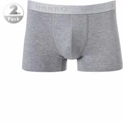 Budget 🎉 HANRO Pants 2er Pack 07 3078/1961 Trunks, Baumwolle, Hellgrau meliert, Light melange 🎁