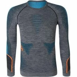 Brandneu 😍 UYN T-Shirt U100015/B456 Funktionsshirt, Mikrofaser, Grau meliert, Schwarz-blau- orange 🔥