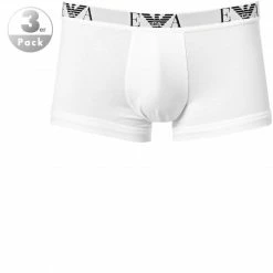 Schlussverkauf 🌟 EMPORIO ARMANI Trunk 3-Pack 111357/CC715/16510 Trunks, Baumwoll-Stretch, Weiß 👏