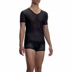 Brandneu 🌟 Olaf Benz RED2066 V-Neck low 108799/8000 T-Shirt, Mikrofaser, Schwarz 🧨