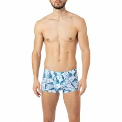 Aktion 👏 bruno banani Hip Shorts Ice Cubes 2202-2268/4207 Trunk, Mikrofaser-Stretch, Petrol-weiß gemustert, Multicolor ⭐