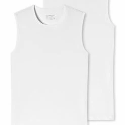 Neu ⭐ Schiesser Tank Top 2er Pack 173980/100 Tanktops, Baumwoll-Stretch, Weiß 💯 -Wäsche Verkaufsladen 362283 norm4