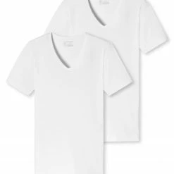 Bestpreis 🌟 Schiesser T-Shirt 2er Pack 173982/100 T-Shirts, Baumwoll-Stretch, Weiß ✔️ -Wäsche Verkaufsladen 362299 norm4