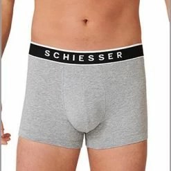 Am billigsten ⭐ Schiesser Shorts 3er Pack 173983/202 Trunks, Baumwoll-Stretch, Grau meliert, Grau 🧨 -Wäsche Verkaufsladen 362302 norm2