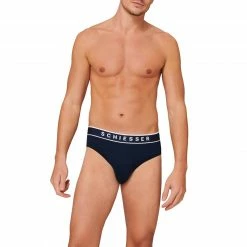 Brandneu 🛒 Schiesser Rio-Slip 3er Pack 173984/803 Slips, Baumwoll-Stretch, Dunkelblau ⭐