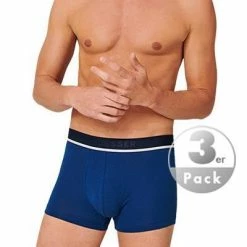 Großhandel 👍 Schiesser Shorts 3er Pack 173986/908 Trunks, Baumwoll-Stretch, Blau-schwarz ⭐ -Wäsche Verkaufsladen 362328 norm