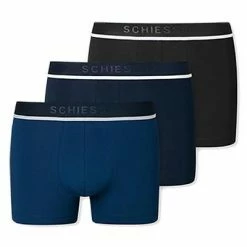 Großhandel 👍 Schiesser Shorts 3er Pack 173986/908 Trunks, Baumwoll-Stretch, Blau-schwarz ⭐ -Wäsche Verkaufsladen 362328 norm4