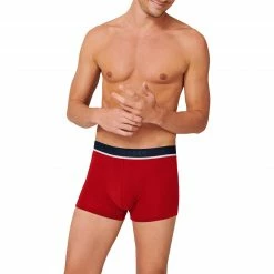 Budget 😉 Schiesser Shorts 3er Pack 173986/909 Trunks, Baumwoll-Stretch, Rot-blau grau, Rot-blau-grau 🥰