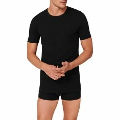 Coupon 🌟 Schiesser T-Shirt 2er Pack 174997/000 T-Shirts, Baumwolle, Schwarz 🔥