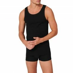 Coupon 🔥 Schiesser Unterhemd 2er Pack 176038/000 Tanktops, Bio Baumwolle, Schwarz 🧨