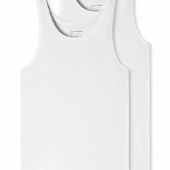 Auslauf 🔔 Schiesser Unterhemd 2er Pack 176038/100 Tanktops, Bio Baumwolle, Weiß 🔥 -Wäsche Verkaufsladen 362344 norm4