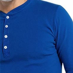 Brandneu 👏 Schiesser Revival Karl-Heinz Henley 1/1 172123/824 Longsleeve, Baumwolle, Indigo ⭐ -Wäsche Verkaufsladen 362380 norm3