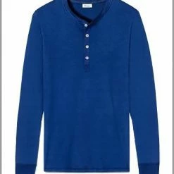 Brandneu 👏 Schiesser Revival Karl-Heinz Henley 1/1 172123/824 Longsleeve, Baumwolle, Indigo ⭐ -Wäsche Verkaufsladen 362380 norm4