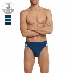 Budget ❤️ Schiesser Rio-Slips 3er Pack 173815/908 Bio Baumwoll-Stretch, Navy-petrol-schwarz, Blau-petrol 👏