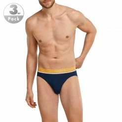 Blitzangebot 😀 Schiesser Rio-Slips 3er Pack 173771/901 Bio Baumwoll-Stretch, Dunkelblau, Orange-blau-graugrün 👏