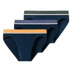 Blitzangebot 😀 Schiesser Rio-Slips 3er Pack 173771/901 Bio Baumwoll-Stretch, Dunkelblau, Orange-blau-graugrün 👏 -Wäsche Verkaufsladen 366209 norm4