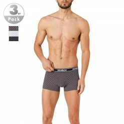 Blitzangebot 🎉 Strellson Shorts 3er Pack 531440/754 Trunks, Baumwoll-Stretch, Navy-weiß gemustert, Weiß-navy-multicolor 🎉