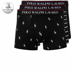 Brandneu 💯 Polo Ralph Lauren Trunks 3er Pack 714830299/009 Baumwoll-Stretch, Schwarz-weiß gemustert, Black-white ❤️