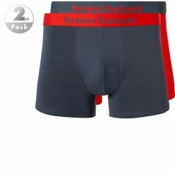 Bester Verkauf ❤️ bruno banani Shorts 2er Pack Flow. 2203-1388/4223 Trunks, Baumwoll-Stretch, Rot-grau, Feuerrot-graphitgrau 😍