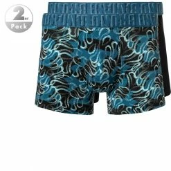 Am billigsten 🔥 bruno banani Shorts 2er Pack 2201-2283/4234 Trunks, Baumwoll-Stretch, Petrol-schwarz gemustert, Imperialblau-schwarz 😍