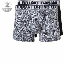 Neu 🌟 bruno banani Shorts 2er Pack Mon. 2201-2284/4235 Trunks, Baumwoll-Stretch, Schwarz-weiß gemustert, Schwarz-weiß 🧨