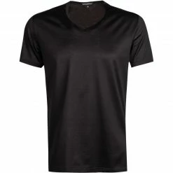 Bestpreis 👏 Ermenegildo Zegna Filoscozia V-Shirt N2M80007/001 T-Shirt, Baumwolle, Schwarz 😀
