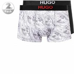 Top 10 😉 HUGO Trunk 2er Pack 50454316/121 Trunks, Baumwoll-Stretch, Weiß-schwarz gemustert, Weiß-schwarz ✨