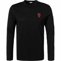 Am billigsten 🎉 KARL LAGERFELD T-Shirt 755071/0/512224/990 Longsleeve, Baumwolle Logo-Print am Rücken, Schwarz 🎉