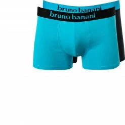 Schlussverkauf 🎉 bruno banani Shorts 2er Pack Flow. 2203-1388/4308 Trunks, Baumwoll-Stretch, Türkis-schwarz 🛒