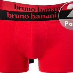 Budget 🎁 bruno banani Shorts 2er Pack Flow. 2203-1388/4309 Trunks, Baumwoll-Stretch, Rot-schwarz , Rot-schwarz ✨ -Wäsche Verkaufsladen 371882 norm