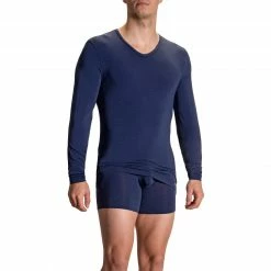Brandneu 🧨 Olaf Benz PEARL2100 Longsleeves 130315/4603 Baumwoll-Stretch, Dunkelblau ✔️