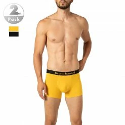 Angebote 🎁 bruno banani Shorts 2er Pack Flow. 2203-1388/4311 Trunks, Baumwoll-Stretch, Gelb-schwarz, Gold-schwarz ⭐